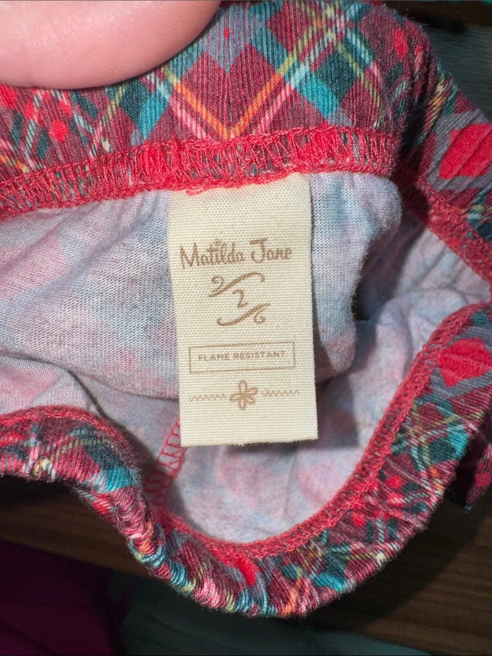 Matilda Jane Blue, Red & Green Floral Plaid Pajama Set